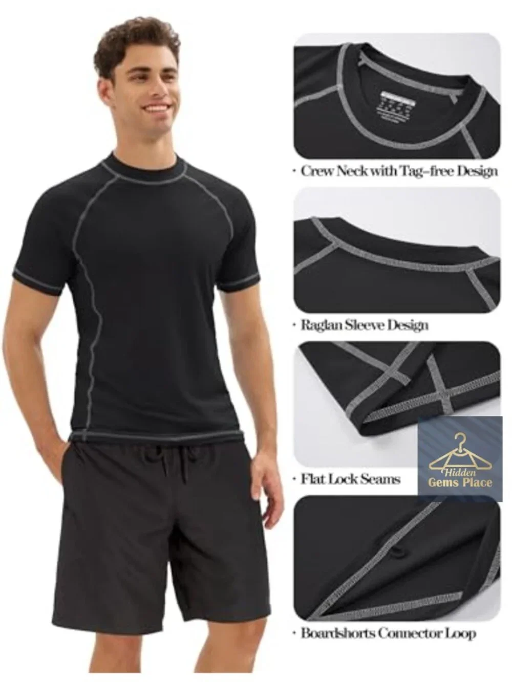 UPF 50+ Mens Rash Guard UV Sun Shirt Quick Dry Swim Shirt